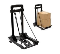 KOMBO - Chariot pliant en nylon et acier 30 kg - Refermable, compact, 2 roues en caoutchouc 7,5 cm, cadre peint noir, avec câbles de verrouillage