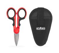 KOMBO - Ciseaux d’Électricien pour Câbles - Lame 40 mm Acier Inoxydable, Poignée Ergonomique Isolante - Avec Étui et Support Ceinture