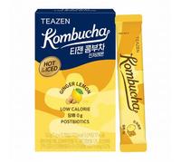 Kombucha Citron Gingembre Pack de 10 sachets en poudre Boisson instantanée probiotique au thé sans sucre Teazen TZ-KOGLM