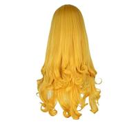 Komdndht Anime Belles au Bois Dormant Princesse Perruque Femmes Longs Cheveux Jaunes Cosplay Costume Halloween Fête Perruques Cheveux Longs Bouclés