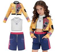 KOMEIYL 3 Pièces Hunters Cosplay Costume Costume de Cosplay D'anime pour Enfant avec Gilet, Veste, Short, pour Filles pour Halloween, Carnaval, Jeu de Rôle, Fête (120cm)