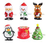 KOMEIYL 6pcs Jouet à Remonter Noël, Père Noël, Renne, Pingouin, Bonhomme Neige, Sapin Noël, Sac Cadeau Jouets Remonter, Wind Up Funny Toys, S'applique Décorations Noël ou Cadeaux Interactifs