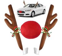KOMEIYL Bois de Renne pour Voitures, Noël Renne Voiture Décoration, Renne Nez Rouge Voiture Costume, S'applique à Transformez Votre Véhicule Mignon Renne pour Ajouter Ambiance Festive Noël