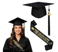 KOMEIYL Chapeau de Diplôme Unisexe, Chapeau Diplome 2026 Toque Diplome Avec Écharpe, Chapeau Remise de Diplom D'étudiant Réglable, Pour Lycée et Cérémonie de Remise des Diplômes Universitaires