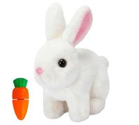 KOMEIYL Jouet Interactif Lapin de Paques, Jouet de Lapin électrique Peluche Lapin de Paques Jouet Lapin Interactif avec Carotte, Lapin Doudou Petit Peut Marcher et Parler, Cadeaux de Pâques Enfants