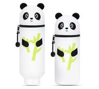 KOMEIYL Kawaii Étui École 2 en 1 en Silicone Souple, Trousse Kawaii Animaux, Trousse Porte-Stylo de Table, Fermeture Eclair en Silicone, Pot a Crayon Enfant pour Scolaire & Bureau (D)