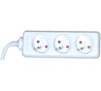 KOMELEC Multiprise Electrique 3 Prises Sans Interrupteur 0.80m Blanche