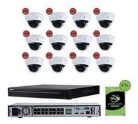 KOMELEC Pack de vidéosurveillance ip poe 12 caméras dôme 4mp - 25 jours d'enregistrement Blanc G