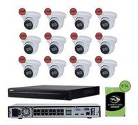 KOMELEC Pack de vidéosurveillance ip poe 12 caméras dôme 5 mp - 20 jours d'enregistrement Blanc G