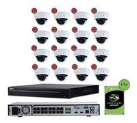 KOMELEC Pack de vidéosurveillance ip poe 16 caméras dôme 2 mp - 20 jours d'enregistrement Blanc G