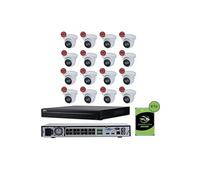 CONECTICPLUS Pack De Vidéosurveillance Ip Poe 16 Caméras Dôme 5mp 15 Jours D'enregistrement Blanc