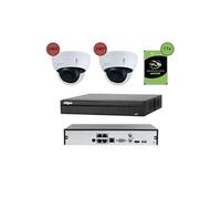 KOMELEC Pack de vidéosurveillance ip poe 2 caméras dôme 2 mp - 60 jours d'enregistrement