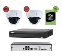 KOMELEC Pack de vidéosurveillance ip poe 2 caméras dôme 2 mp - 60 jours d'enregistrement Blanc G