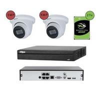 KOMELEC Pack de vidéosurveillance ip poe 2 caméras dôme 5 mp - 30 jours d'enregistrement Blanc G