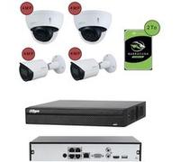 KOMELEC Pack de vidéosurveillance ip poe 2 caméras dôme et 2 caméras bullet 4mp - 20 jours d'enregistrement Blanc G
