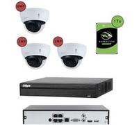 KOMELEC Pack de vidéosurveillance ip poe 3 caméras dôme 2 mp - 60 jours d'enregistrement Blanc G