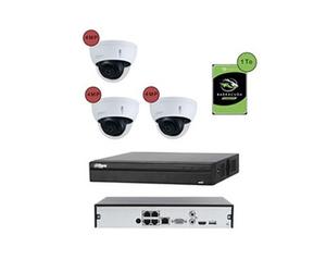 KOMELEC Pack de vidéosurveillance ip poe 3 caméras dôme 4mp - 20 jours d'enregistrement