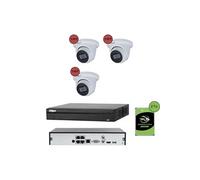 KOMELEC Pack de vidéosurveillance ip poe 3 caméras dôme 5 mp - 30 jours d'enregistrement
