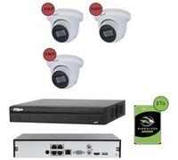 KOMELEC Pack de vidéosurveillance ip poe 3 caméras dôme 5 mp - 30 jours d'enregistrement Blanc G