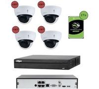 KOMELEC Pack de vidéosurveillance ip poe 4 caméras dôme 4mp - 20 jours d'enregistrement Blanc G