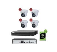 KOMELEC FRANCE Pack De Vidéosurveillance Ip Poe 4 Caméras Dôme 5mp 20 Jours D'enregistrement Blanc