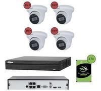 KOMELEC Pack de vidéosurveillance ip poe 4 caméras dôme 5 mp - 20 jours d'enregistrement Blanc G