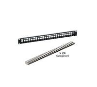 KOMELEC Panneau de brassage ethernet rj45 24 ports 19' 1u + 24 noyaux rj45 cat6