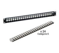 KOMELEC Panneau de brassage Ethernet RJ45 24 ports 19' 1U + 24 noyaux RJ45 CAT6