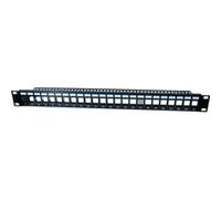 KOMELEC FRANCE Panneau De Brassage Ethernet Rj45 24 Ports 19 Pouces 1u Blindé Vide Pour Insert