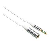 KOMELEC FRANCE Rallonge Jack 3.5mm Gold Mâle Femelle Plat Blanc 1m