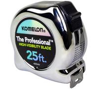 Komelon 425hv Professional Mètre à ruban haute visibilité, 25-Feet par 2,5 cm, Chrome