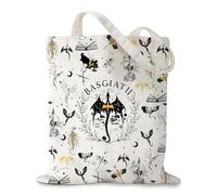 Komergave Fourth Wing Tote Bag - Sac à provisions en tissu - Motif dragon - Produit officiel Fourth Wing - Grand sac de transport pour livres - Cadeau livre fantaisie