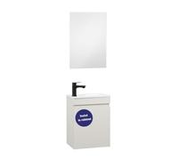 Kometmöbel Ensemble de WC invités avec lavabo 40 cm Pré-assemblé Petit lavabo avec meuble (Kaschmir 40cm, Avec robinet Noir + Miroir)