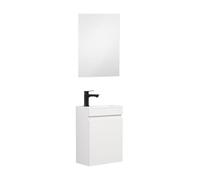 Kometmöbel Meuble Lave Mains WC Meuble lavabo 40cm déjà monté (Blanc Brillante 40cm, avec Miroir)