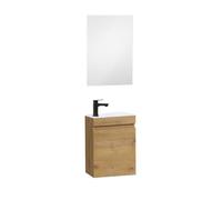 Kometmöbel Meuble Lave Mains WC Meuble lavabo 40cm déjà monté (Chêne 40cm, avec Miroir)