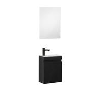 Kometmöbel Meuble Lave Mains WC Meuble lavabo 40cm déjà monté (Noir 40cm, avec Miroir)