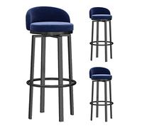 KOMFGT Lot de 4 tabourets de bar pivotants en velours doux, chaises de bar, chaises de petit-déjeuner et cuisine, pieds en métal, tabourets hauts avec dossier et repose-pieds, hauteur (bleu, 3 pièces)