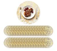 Komforbaa 100 Pièces Sets de Table Jetables Ronds Lavables et Antidérapants，Protège-Table en Polyester Résistant à la Chaleur pour Déco de Table Cuisine，Or