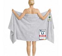 Komfortec 1 Serviette de Sauna 100 x 200 cm 100% Coton XXL - Grandes Serviettes de Sauna Douces à séchage Rapide - Argenté