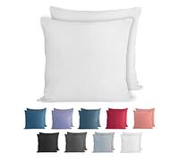 Komfortec 100% Coton Jersey Taie d'oreiller - Lot de 2-40x40 cm, Oreiller 150 g/m², Housse de Coussin, Blanc