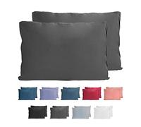 Komfortec 100% Coton Jersey Taie d'oreiller - Lot de 2-40x60 cm, Oreiller 150 g/m², Housse de Coussin, Anthracite