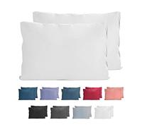 Komfortec 100% Coton Jersey Taie d'oreiller - Lot de 2-40x60 cm, Oreiller 150 g/m², Housse de Coussin, Blanc