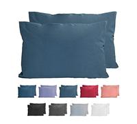 Komfortec 100% Coton Jersey Taie d'oreiller - Lot de 2-40x60 cm, Oreiller 150 g/m², Housse de Coussin, Bleu pétrole