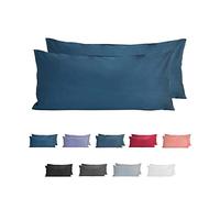 Komfortec 100% Coton Jersey Taie d'oreiller - Lot de 2-40x80 cm, Oreiller 150 g/m², Housse de Coussin, Bleu