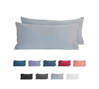 Komfortec 100% Coton Jersey Taie d'oreiller - Lot de 2-40x80 cm, Oreiller 150 g/m², Housse de Coussin, Gris