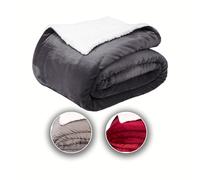 Komfortec Couverture Douillette 220 x 240 cm - en Polaire Moelleuse et Moelleuse - Certifiée Oeko-Tex - Chaude - Sherpa - pour canapé - Épaisse - Anthracite