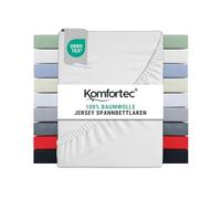 Komfortec Drap-Housse en Jersey 100% Coton - 120 x 200 cm - 135 g/m² - Doux, Respirant et Doux pour la Peau - avec Bord élastique - Certifié Oeko-Tex - pour sommier tapissier, surmatelas et Matelas