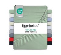 Komfortec - Drap-Housse en Jersey 180 x 200 cm, 100 pour Cent Coton, Vert
