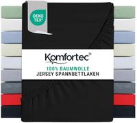 Komfortec Jersey Drap Housse 140x200 cm, 100% Coton, Noir