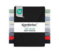 Komfortec Jersey Drap Housse 160x200 cm, 100% Coton, Noir